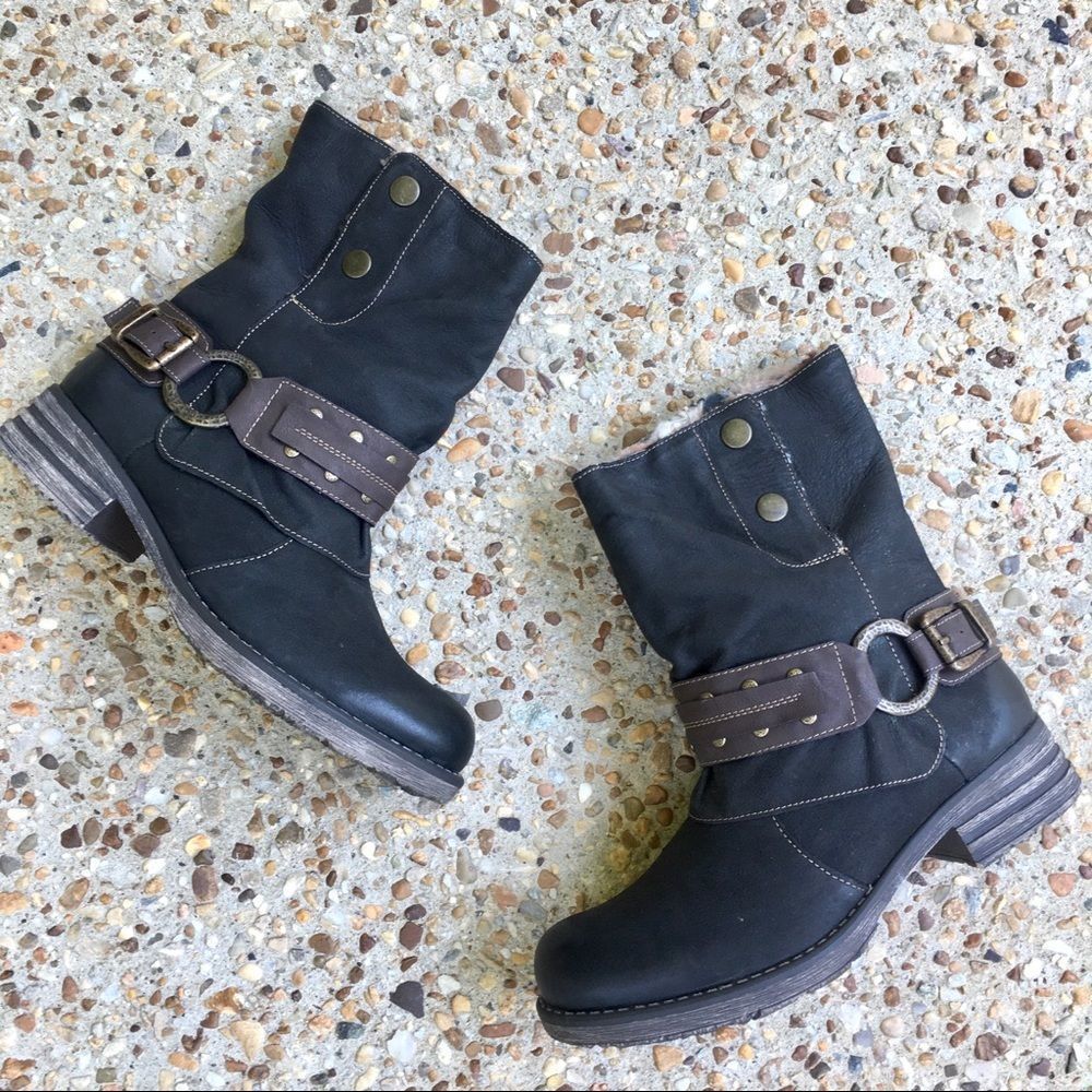 NWOT Remonte Ankle Faux Fur Lined Biker Moto Boots Size 37 6